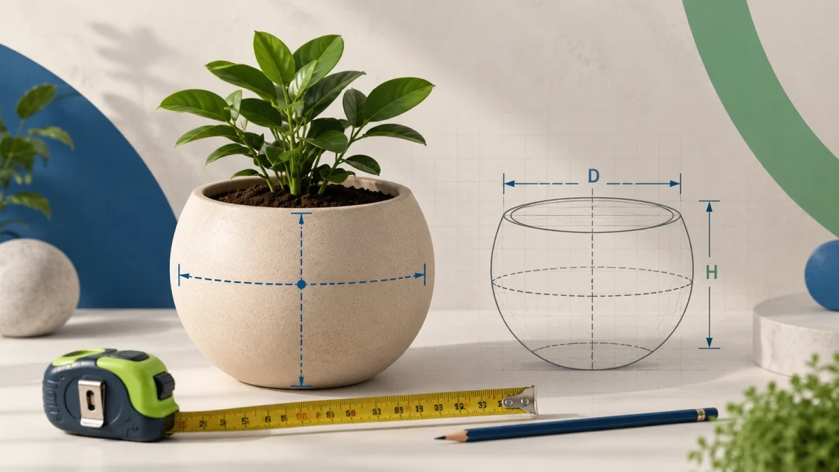 Esquema de vaso redondo com medidas de diâmetro e altura